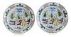 Pair Delft Polychrome Dishes with