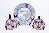 Large Imari Transferware Charger and Two Plates.