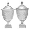Pair of Cut Glass Covered Urns
