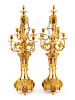 A Pair of Louis XVI Style Gilt Bronze and Marble Six-Light Candelabra