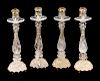 Four Neoclassical Style Gilt Metal Mounted Rock Crystal Candlesticks
