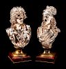 A Pair of French Silvered Bronze Busts