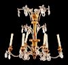 An Italian Neoclassical Style Giltwood and Rock Crystal Six-Light Chandelier