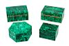 A Group of Four Russian Malachite Boxes