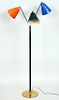 BRASS AND IRON FLOOR LAMP ADJUSTABLE ARMS C.1950