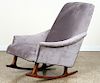 MID CENTURY MODERN UPHOLSTERED ROCKING CHAIR 1960