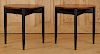 PAIR ROUND ROSEWOOD END TABLES EBONIZED LEGS