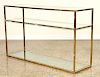 THREE TIER BRASS GLASS CONSOLE OR SOFA TABLE 1970