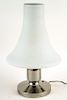 CHROME AND WHITE GLASS TABLE LAMP LAUREL LAMP MFG