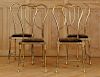 UNUSUAL SET 4 BRONZE SIDE CHAIRS UPHOLSTERED 1960