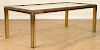FRENCH BRASS STEEL GLASS TOP COFFEE TABLE C.1970