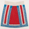 Chinese Embroidered Skirt  石榴紅地鑲藍白邊百褶馬面裙