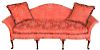 Queen Anne Style Walnut Camel Back Sofa