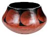 Signed Red and Black Earthenware Bowl