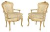 Pair Provencial Louis XV Style Arm Chairs