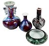 Four Pieces Chinese Flambe Porcelain