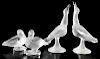 Four Lalique Frosted Glass Bird Figures