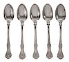 Five English Silver Serving Spoons