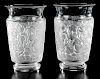 Two Lalique Deauville Frosted Glass Vases