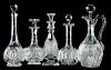 Five Cut Glass Decanters, J. Hoare, Libbey