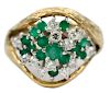 18kt. Emerald and Diamond Ring and Guard