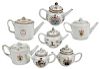 Seven Chinese Export Armorial Porcelain Teapots