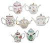 Seven Chinese Export Porcelain Teapots