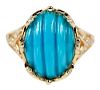 14kt. Turquoise and Diamond Ring