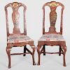 Pair of Dutch Provincial Japanned Side Chairs