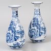 Pair of Wood and Sons Transfer Printed Porcelain Bottle Vases in the 'Kang-Hi' Pattern