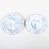 Two English Delftware Chinoiserie Blue and White Dishes