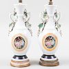 Pair of English Porcelain Vases, Mounted as Lamps