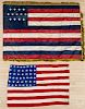 Two silk American flags, 1912-1959, with forty-eight stars, 30'' x 44'' and 33'' x 51''