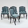 Set of Four Regency Style Ebonized Chairs en Gondole