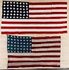 Two American flags, 1912-1959, with forty-eight stars, 58'' x 110'' and 54'' x 88''.