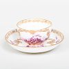 Meissen Puce Decorated Porcelain Teabowl and Saucer