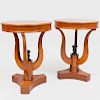 Pair of Biedermeier Style Birch End Tables, of Recent Manufacture