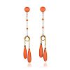 Antique Coral and Seed Pearl Drop Earrings