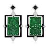 A Pair of Jade Onyx and Diamond Earrings