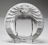Lalique Art Glass Lion's Head Tray, Signed