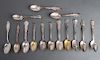 Silver Souvenir Spoons U.S. Cities, Group of 14