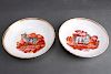 Hand-Painted Porcelain Goat Motif Dishes