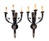 A Pair of Empire Style Parcel-Gilt and Patinated Bronze Sconces