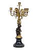 A Louis XV Style Parcel-Gilt and Patinated Bronze Candelabrum