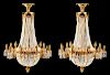 A Pair of Louis XVI Style Gilt-Bronze and Glass Ten-Light Chandeliers