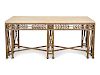 A Neoclassical Style Metal and Travertine Console