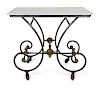 A French Brass-Mounted Wrought-Iron and Marble Baker's Table