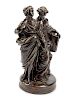 A French Patinated Bronze Figural Group: La Musique S'inspire de la Poesie (The Muses of Art and Poetry)