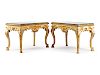 A Pair of Italian Rococo Parcel-Gilt and Painted Consoles