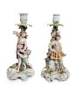 A Pair of Chelsea-Derby Porcelain Figural Candlesticks